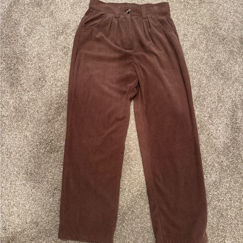 HALARA Women's Wide-Leg Corduroy Pants in Brown
